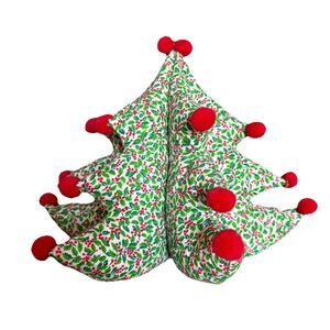 Vintage Handmade Hand Crafted Hand-Sewn Floral Stuffed Fabric 3D Christmas Tree